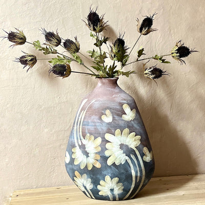 Handpainted Large Ceramic Vase=Mrs Robinson