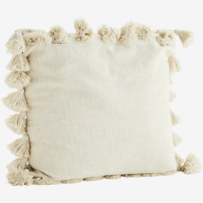 Large Tassled Cushion - Off White 60cm