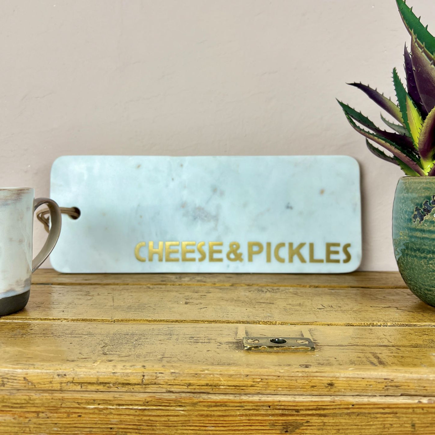 "Cheese & Pickles" Marble Serving Board-Mrs Robinson