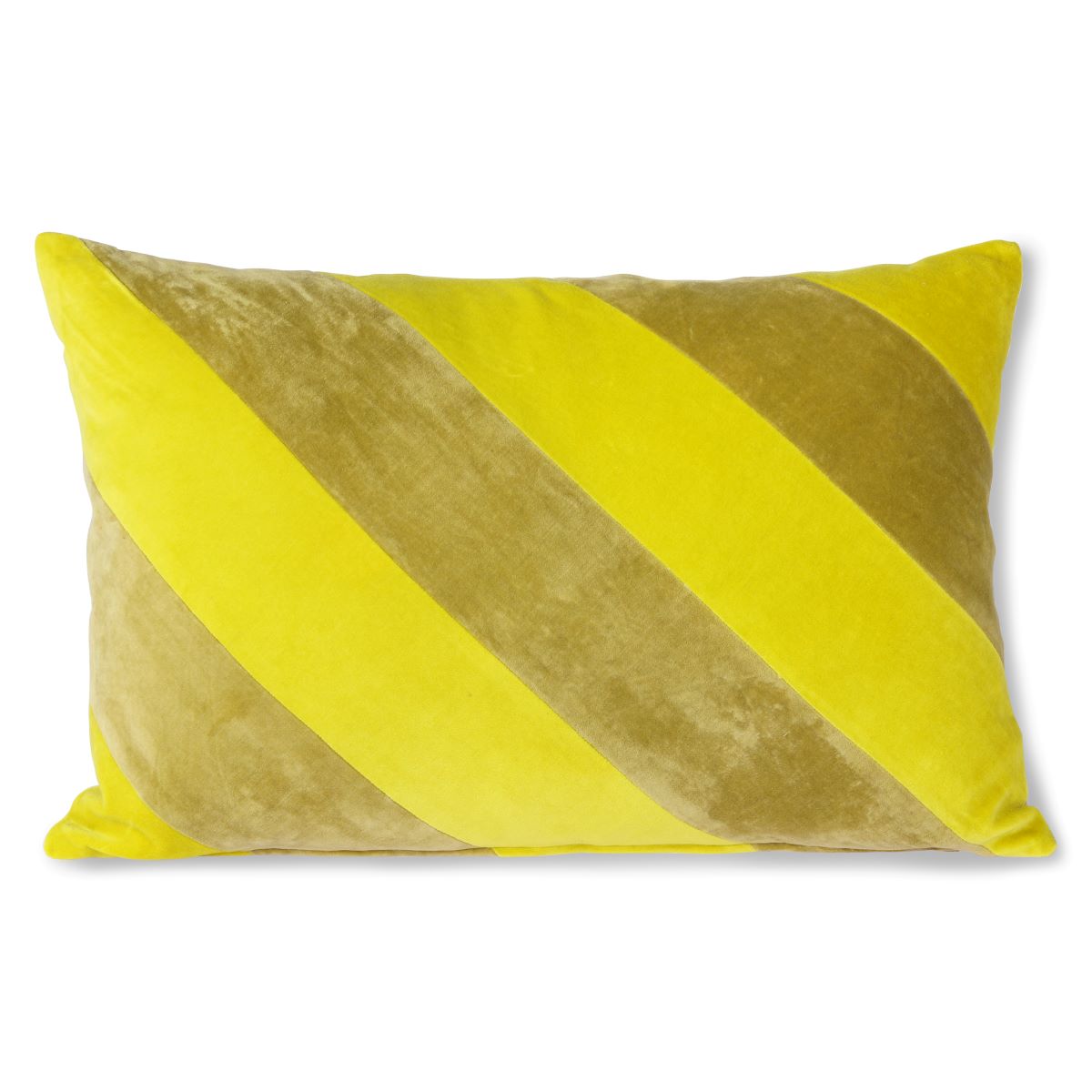 HKliving-Striped Velvet Cushion-Yellow