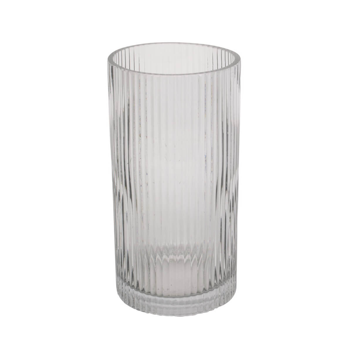 Ribbed Glass Vase Dark Grey