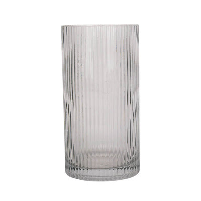 Ribbed Glass Vase Dark Grey