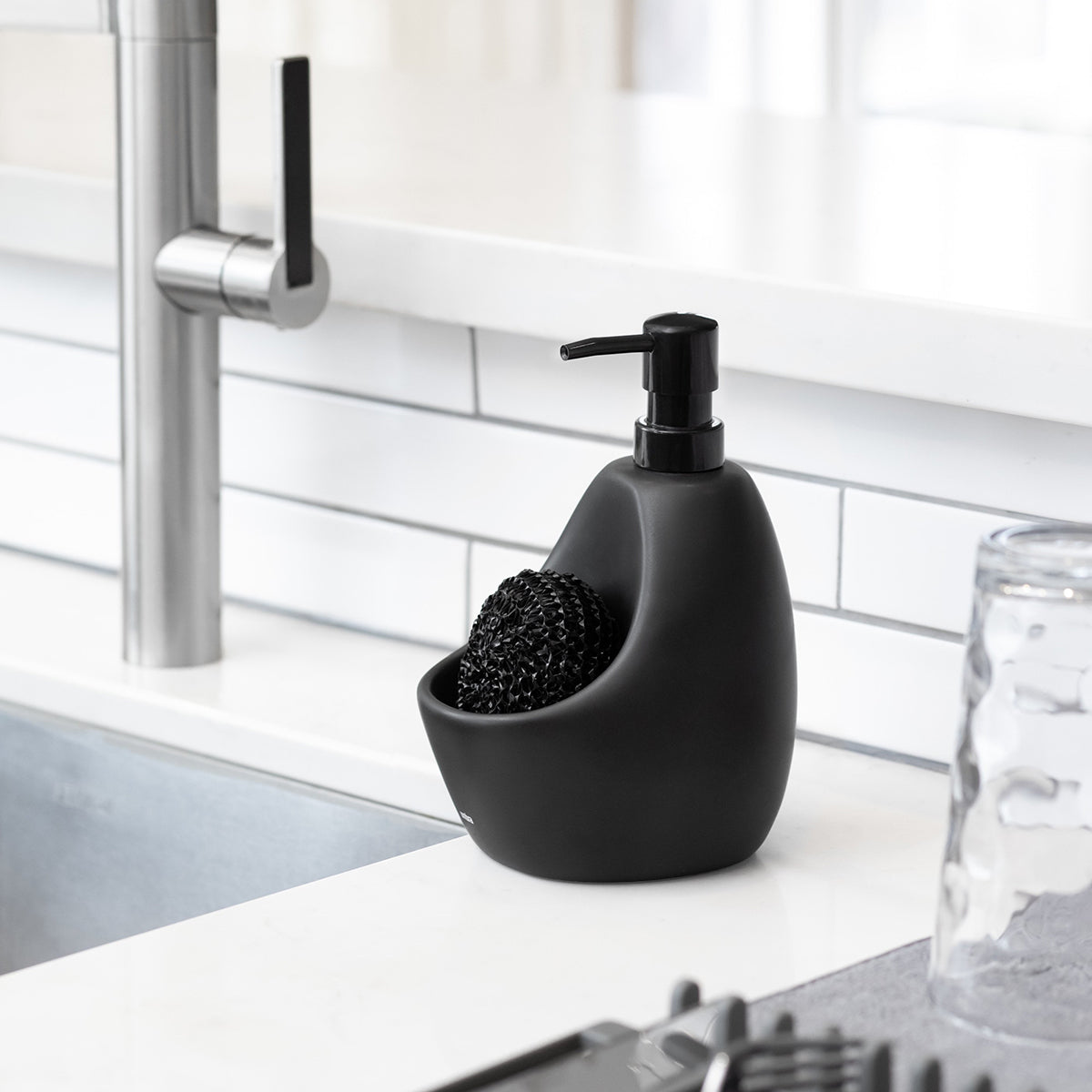 black ceramic soap dispenser