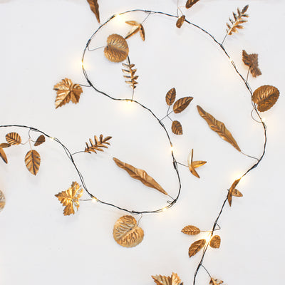 gold leaves twinkle lights decoration