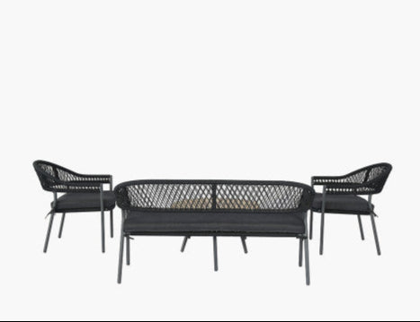 Como Black Garden Rattan Lounge Set 4 Seater