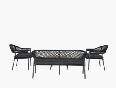 Como Black Garden Rattan Lounge Set 4 Seater