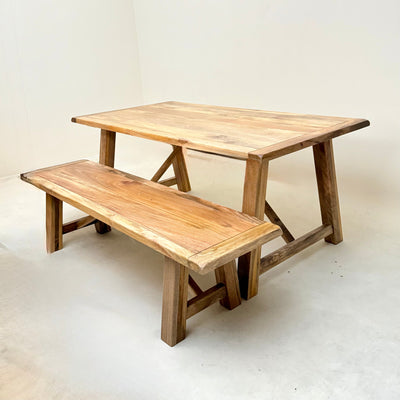 175 cm rectangular dining table with 175cm bench