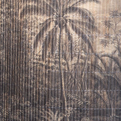 Textured surface with embossed palm tree design