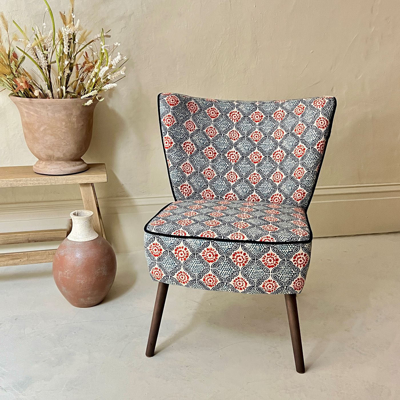 Dabu  print Cocktail Chair - Stardust Chilli- Mrs Robinson