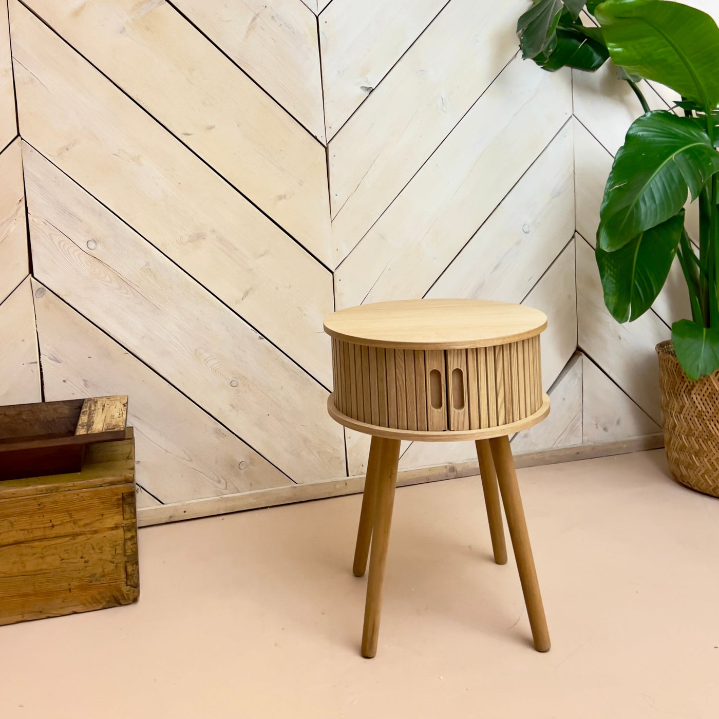 Bernt Round Slatted  side cabinet- Short