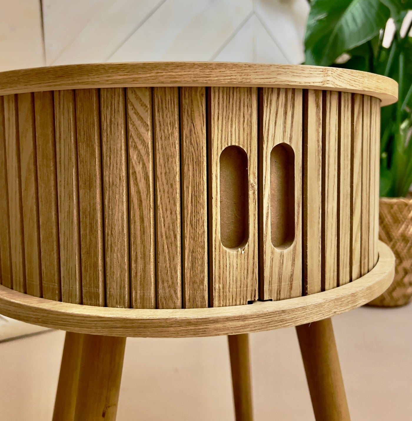 Bernt Round Slatted  side cabinet- Short