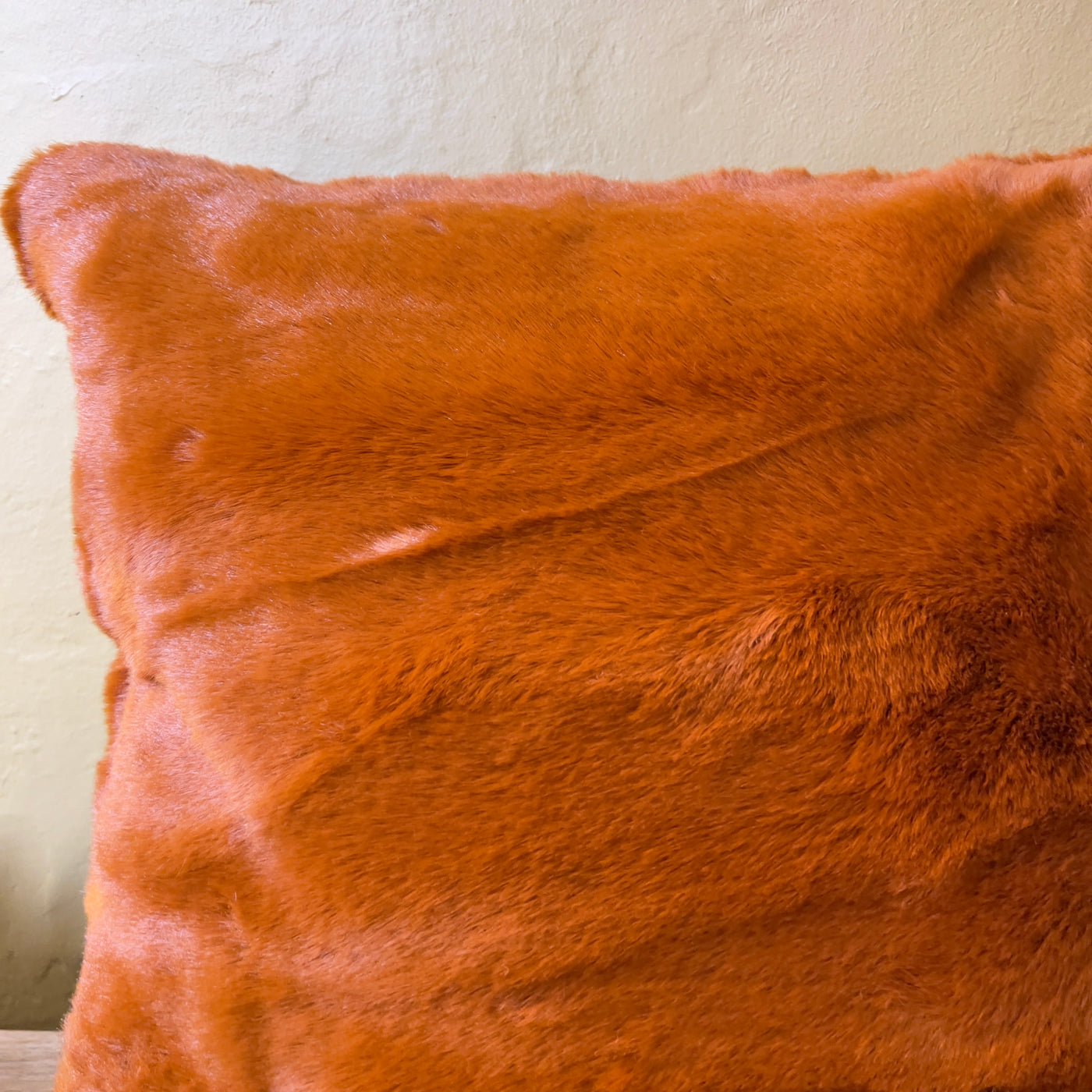 Burnt Amber Faux Fur Cushion-Detail