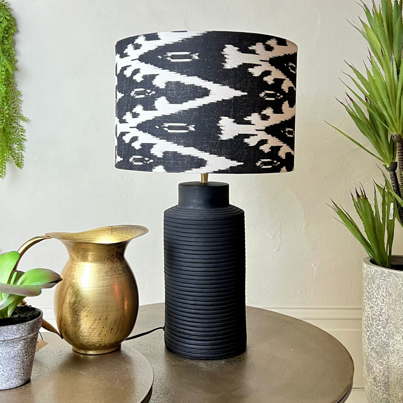 Sienna Ribbed Table Lamp Base- Black 40cm