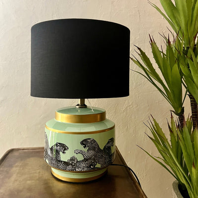 Cheetah Ceramic Table Lamp-Sage-Mrs Robinson