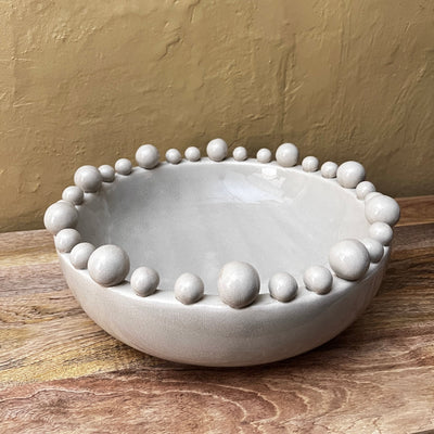 Cream Ceramic Bobble Bowl- Large - Mrs Robinson