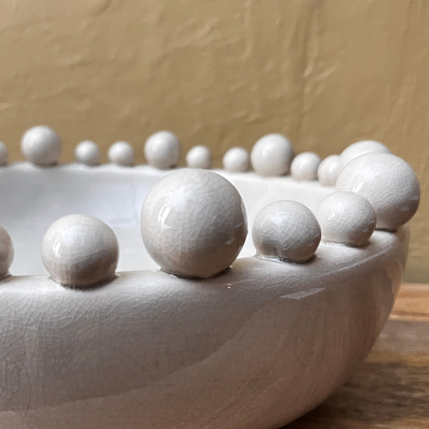 Cream Ceramic Bobble Bowl- Large - Mrs Robinson Detail