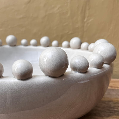 Cream Ceramic Bobble Bowl- Large - Mrs Robinson Detail