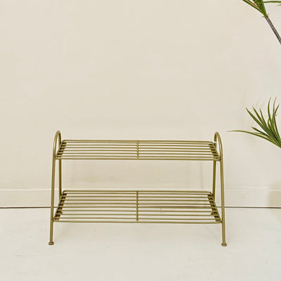 2 Tier Iron Shoe Rack- Antique Brass Mrs Robinson