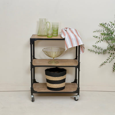 Three-tiered metal and wood cart -Mrs Robinson