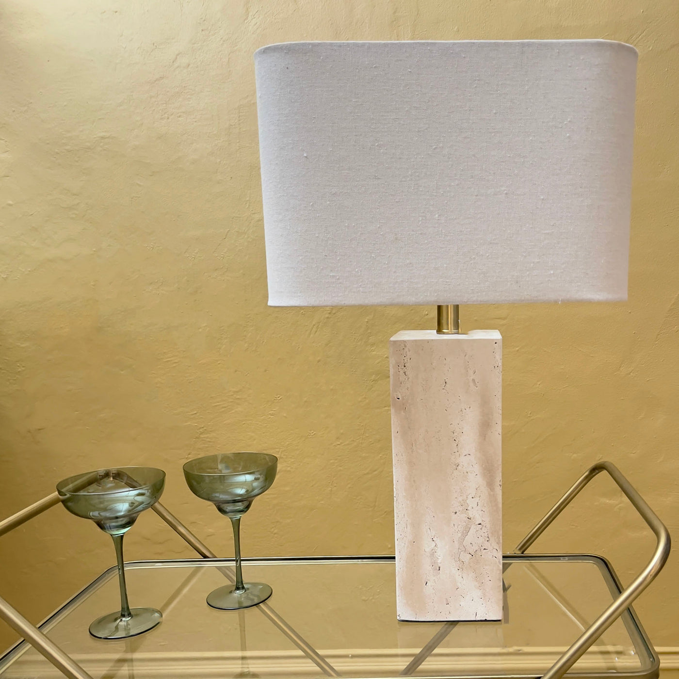 Elodie Squared Stone Table Lamp with Shade