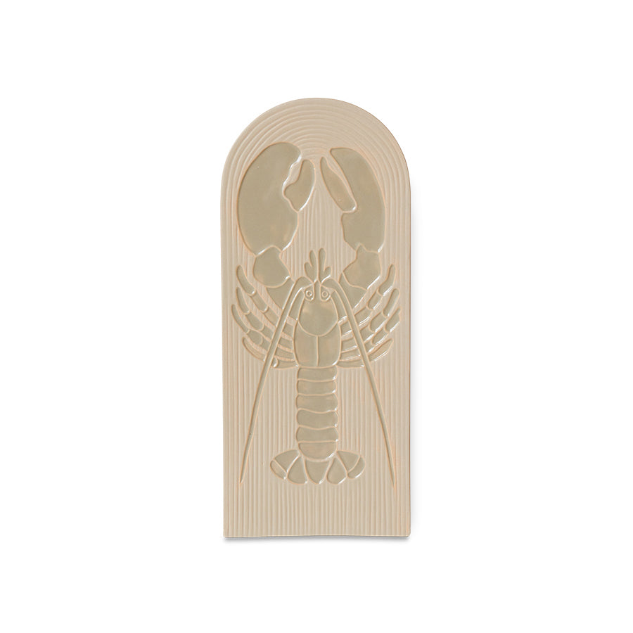 Ceramic Decorative Wall Tile  with a lobster design on a white background