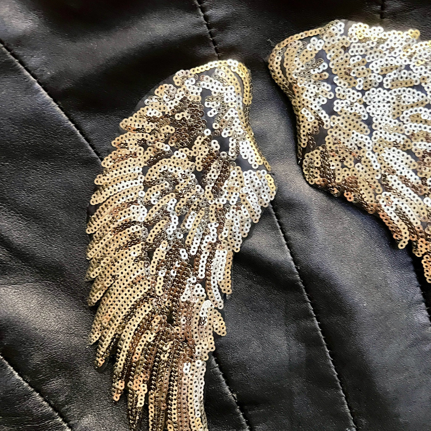 Gold Sequin Wings Patch - Small