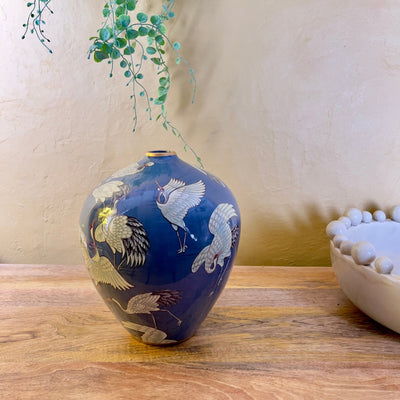 Painted Ceramic Vase- Storks Mrs Robinson