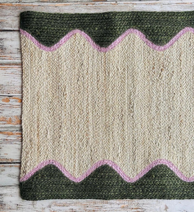 Wave Jute Runner - Olive