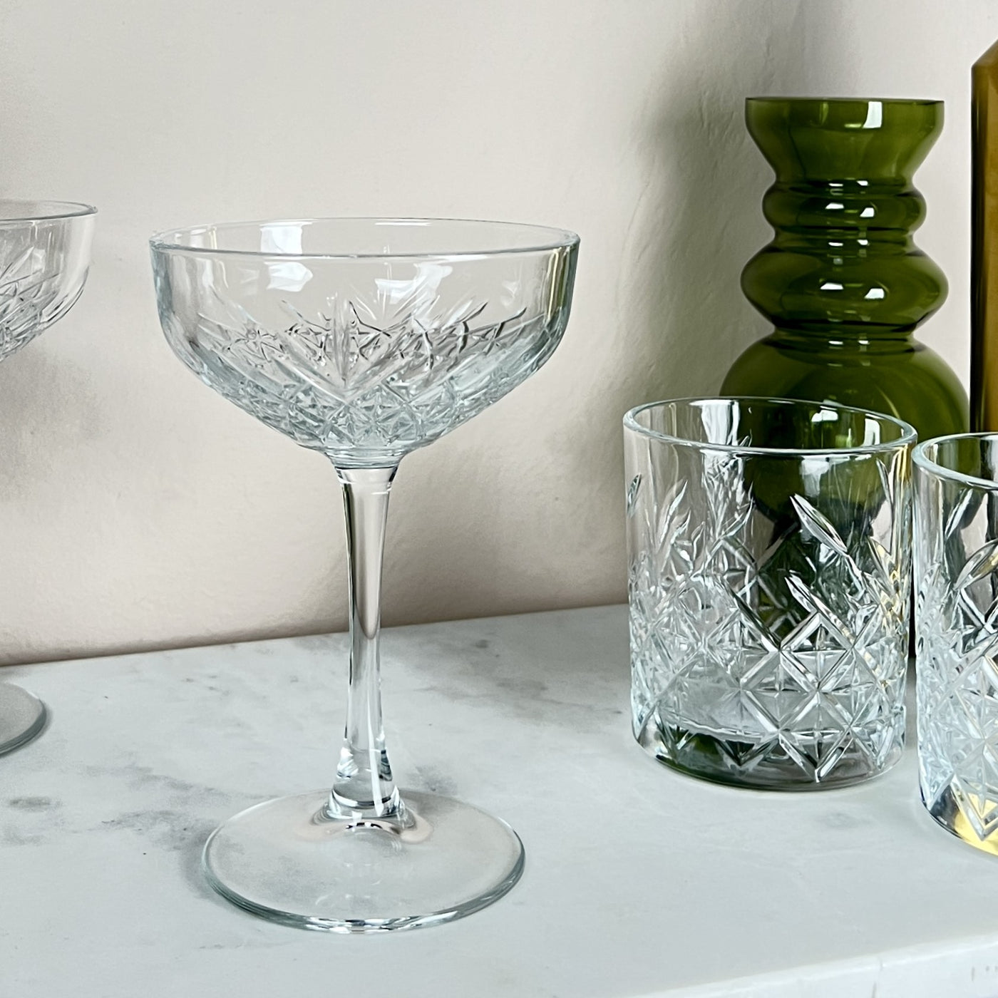 Vintage Etched Coupe Glass