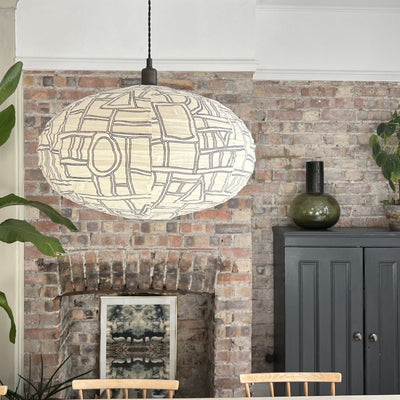 Abstract Oval Cotton Pendant Shade -60cm-Mrs Robinson