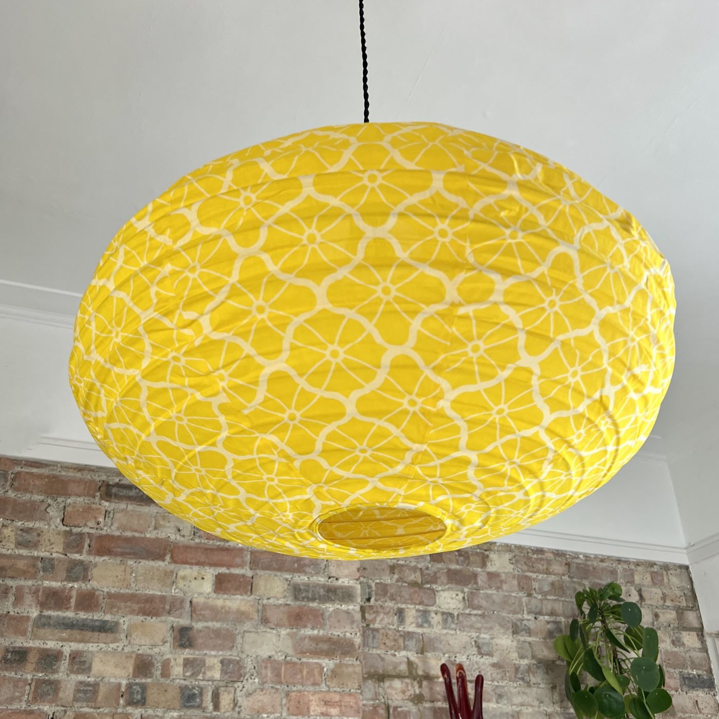 Yellow Lotus Cotton Oval Pendant Shade - 60cm-Mrs Robinson
