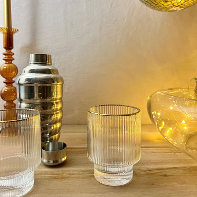Ribbed Tumbler with Gold Rim
