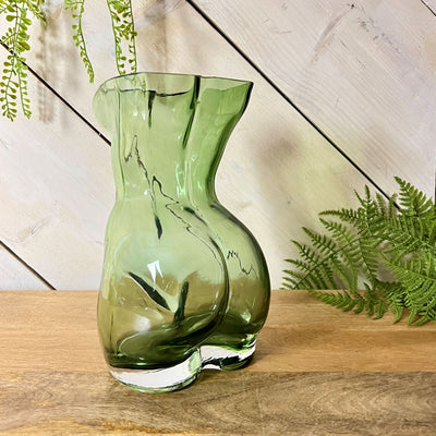 Glass Body Vase-Olive Mrs Robinson