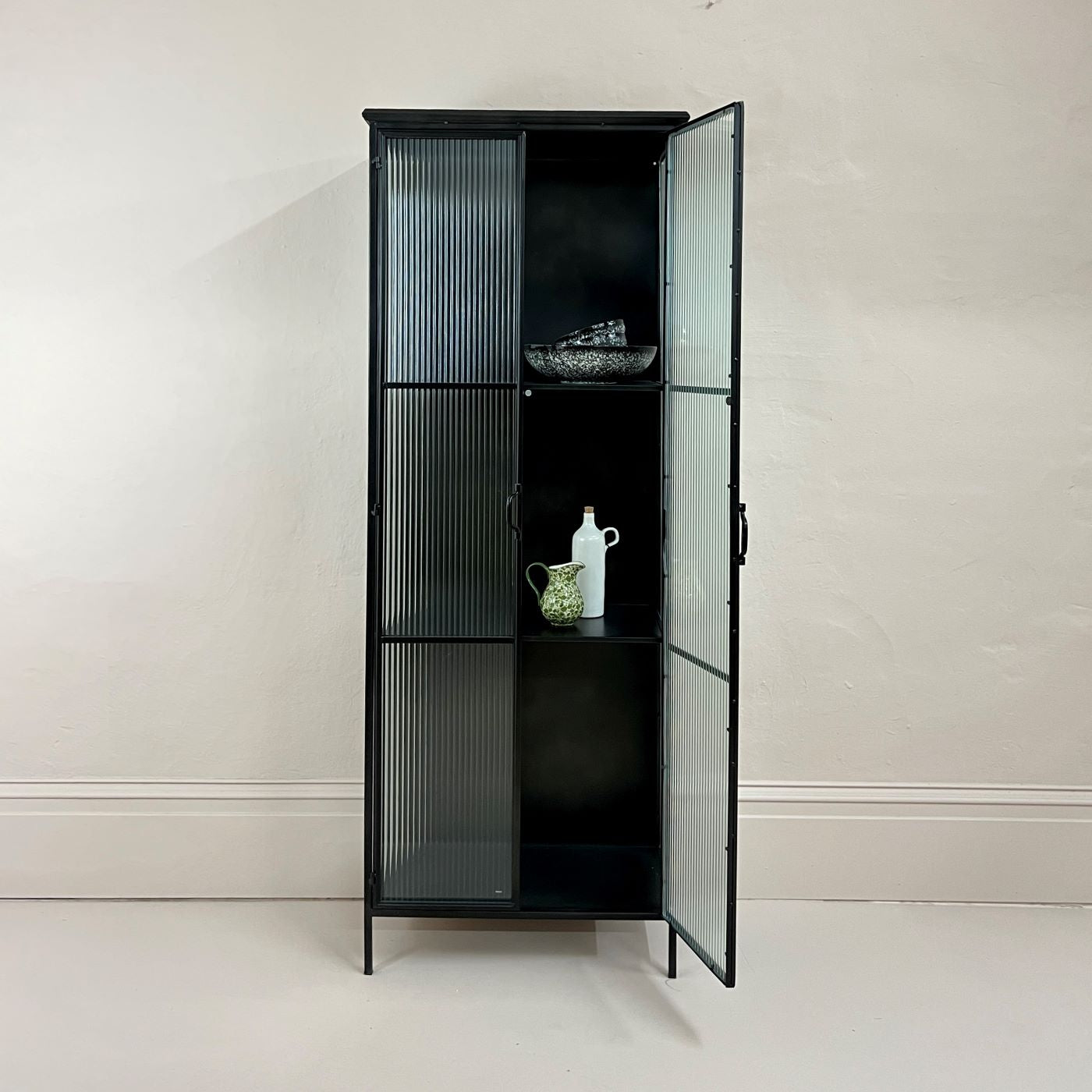 Tovil Reeded Glass High Cabinet-Mrs Robinson