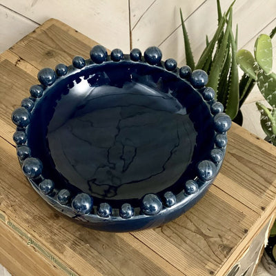 Large Decorative Bobble Bowl - Dark Blue