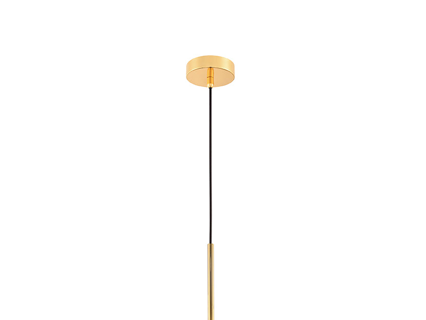 Round Blown Glass Pendant Lamp - Brass