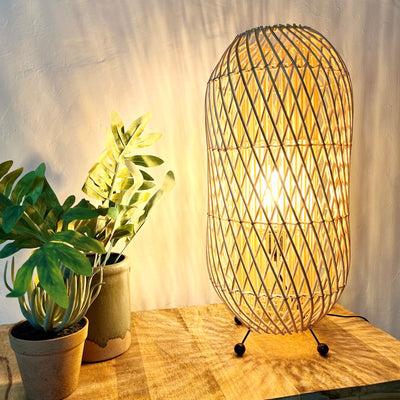 Sutra Rattan Curve Table Lamp-on