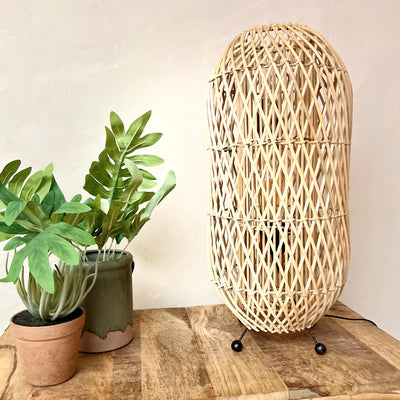 Sutra Rattan Curve Table Lamp-Mrs Robinson