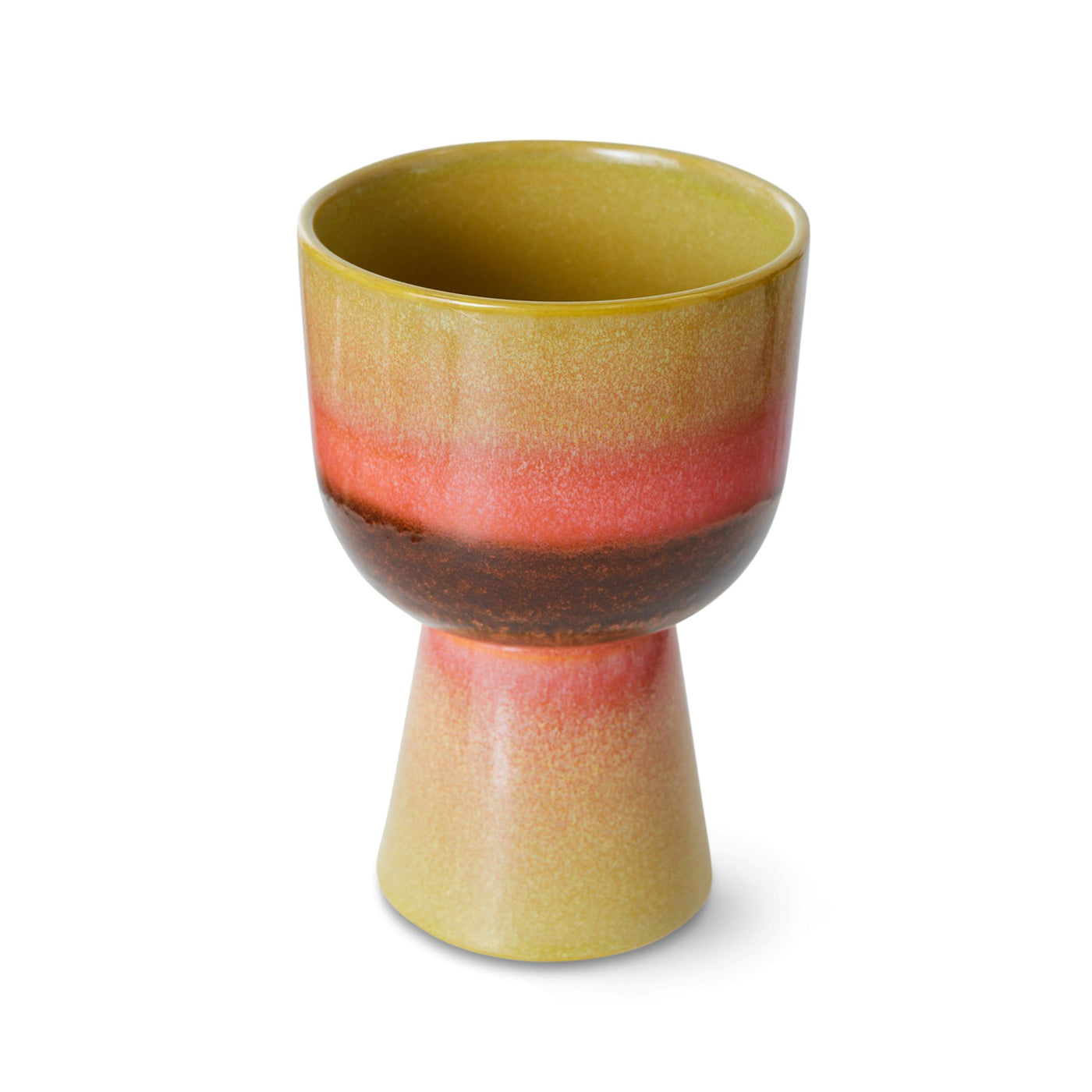 Ceramic cup with gradient colors on a white background