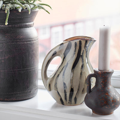 Striped Stoneware Vase/Jug