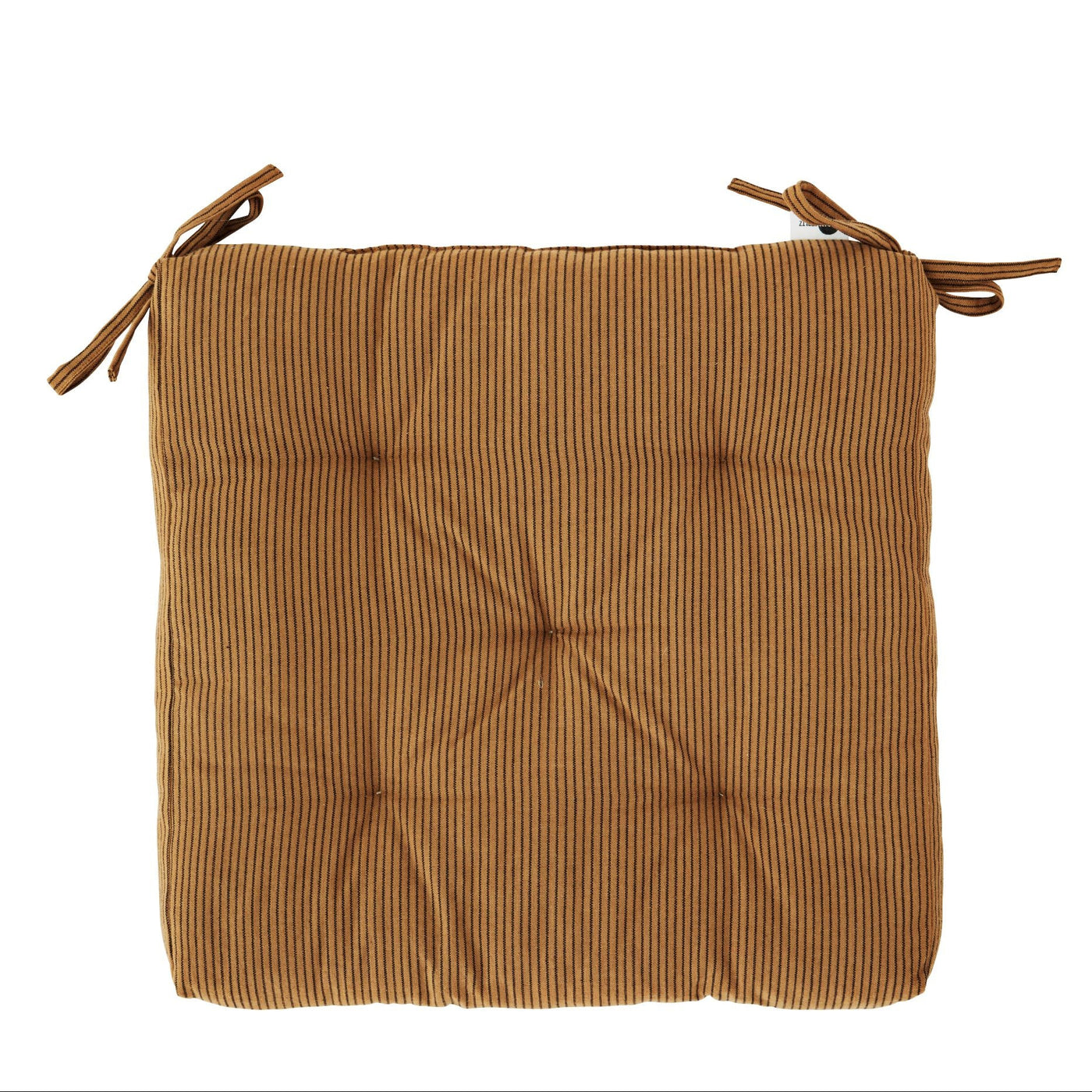 Brown cushion with ribbed texture on a white background