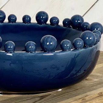 Large Decorative Bobble Bowl - Dark Blue