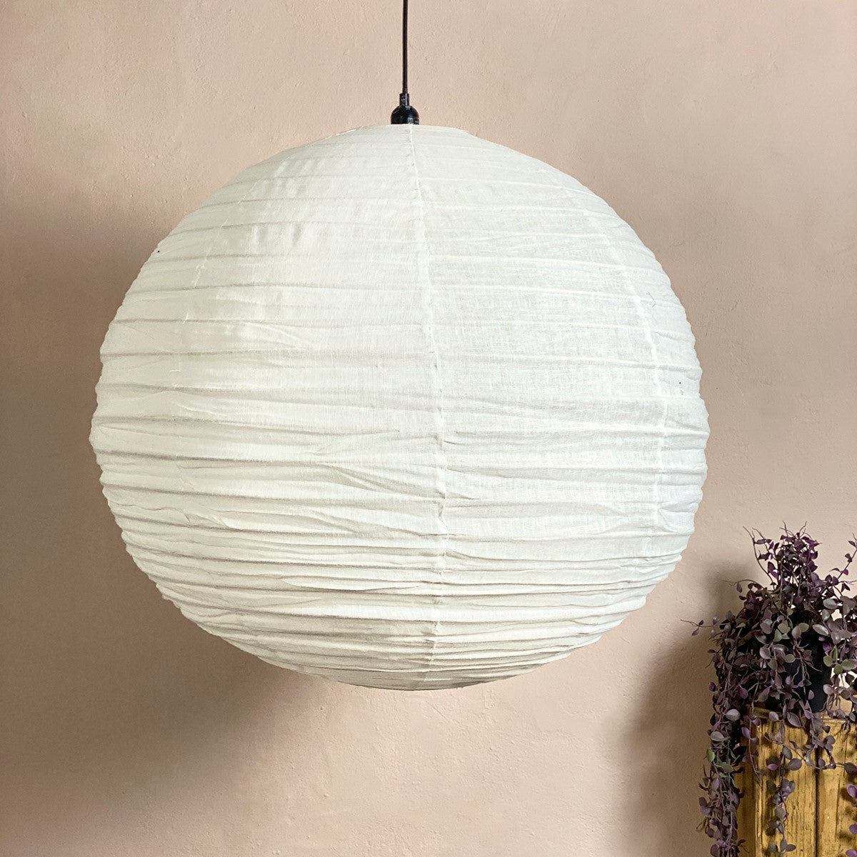 Extra Large Lantern Lampshade Round 80cm White Linen