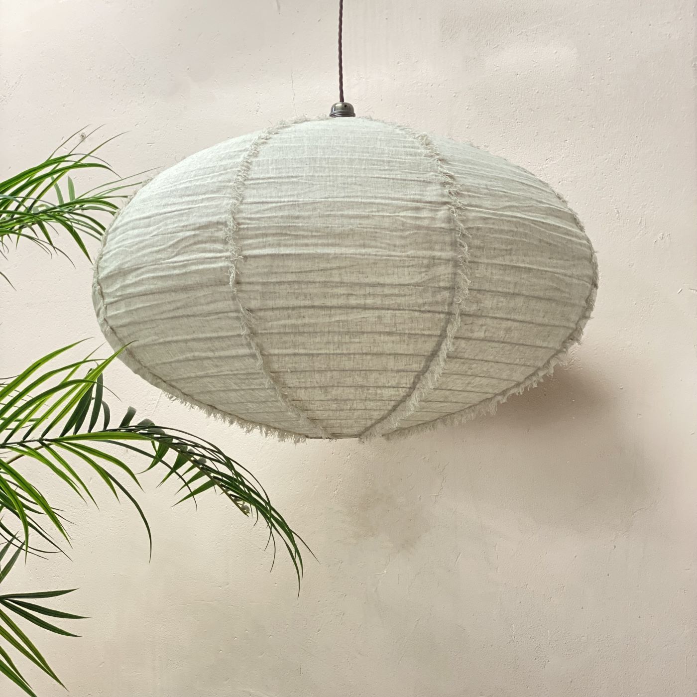 Gravel Fine Linen Oval Lantern Shade 80cm