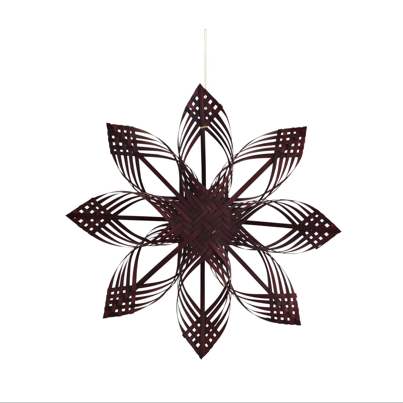 Decorative metal wall art with a starburst pattern on a white background