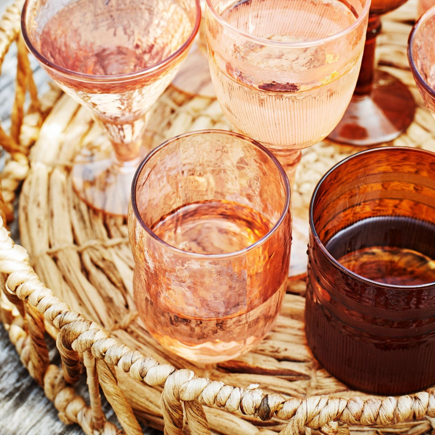 Hammered Drinking Glass-Sea Coral