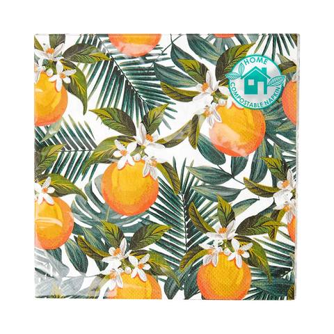 Tropical Palm Orange Napkins - Pack 20