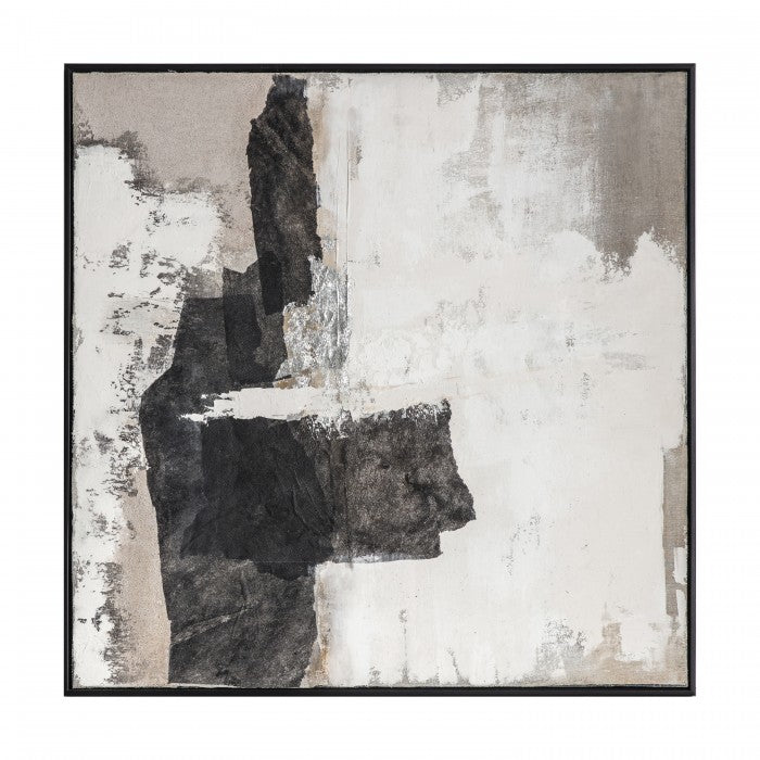 Black and White Abstract Framed Canvas 80 x 80cm