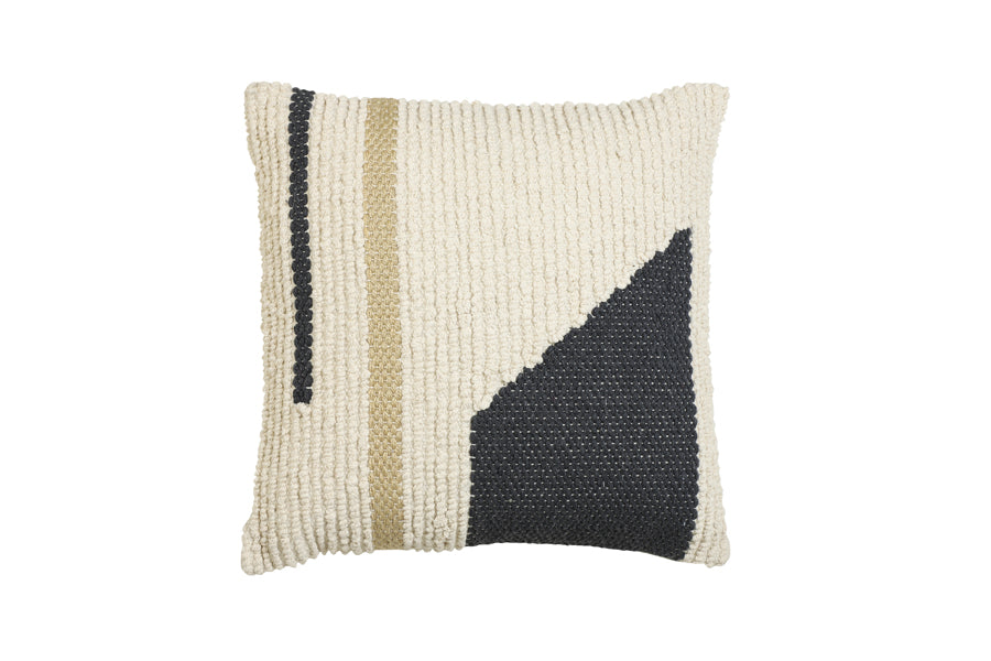Doro-Cushion-Edge-in-white-black-light-brown-geometric-pattern-Mrs Robinson