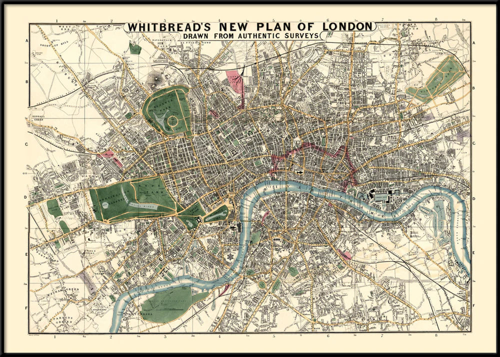 Framed Map of London-70x100cm